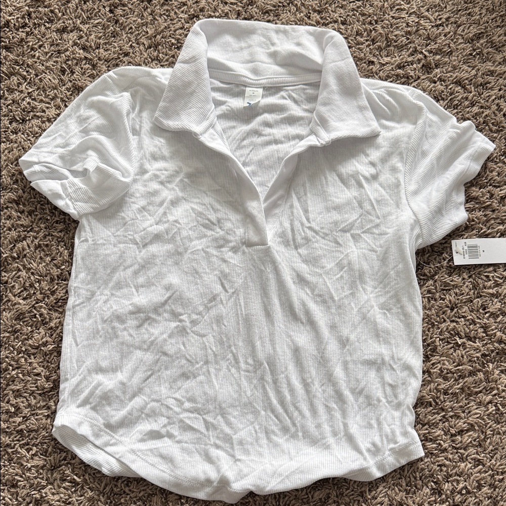 White Ultralite Go-Dry Shirt - crop polo